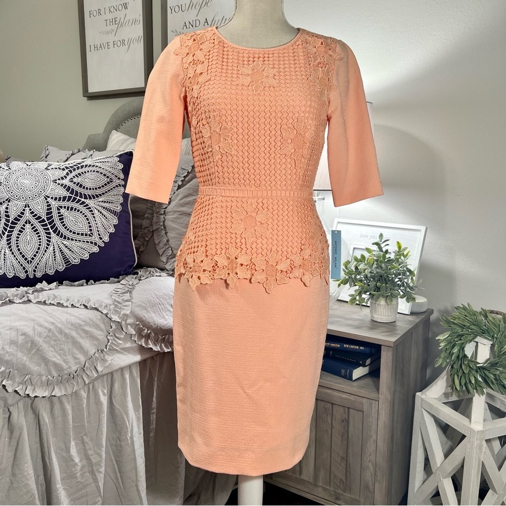 NWT Antonio Melani Yvonne Dress Size 0 Mid- length, Lace Overlay